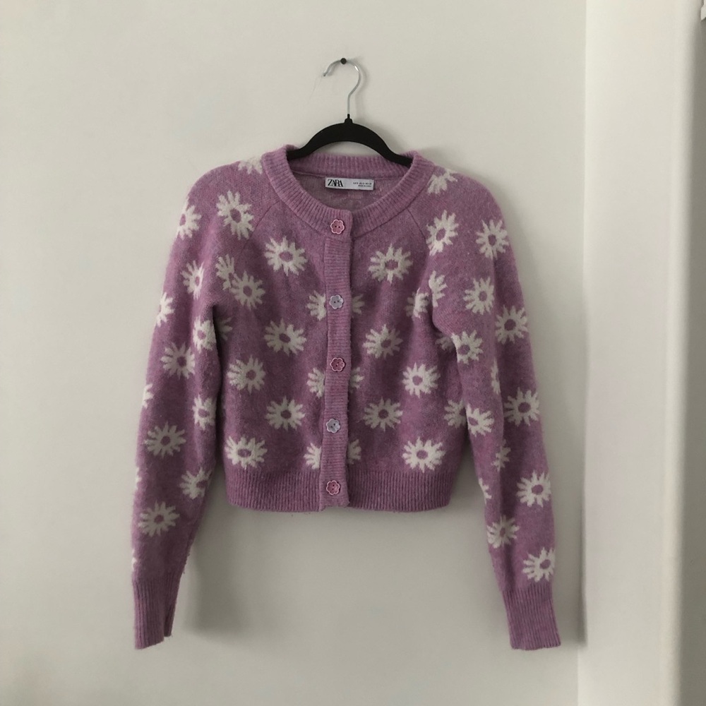 Zara Floral Cropped Cardigan |‎ Size S